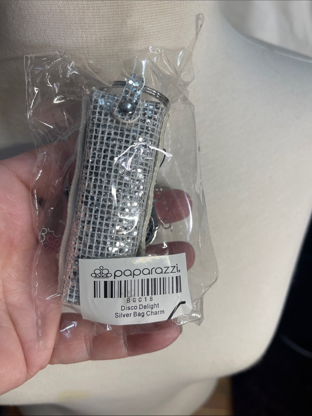 Paparazzi Silver Rhinestone Bag Charm BNWT